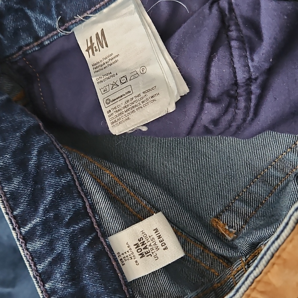 H&M Mom Jeans Ultra High Waist &Denim Blue 4 Button Fly - Picture 12 of 13